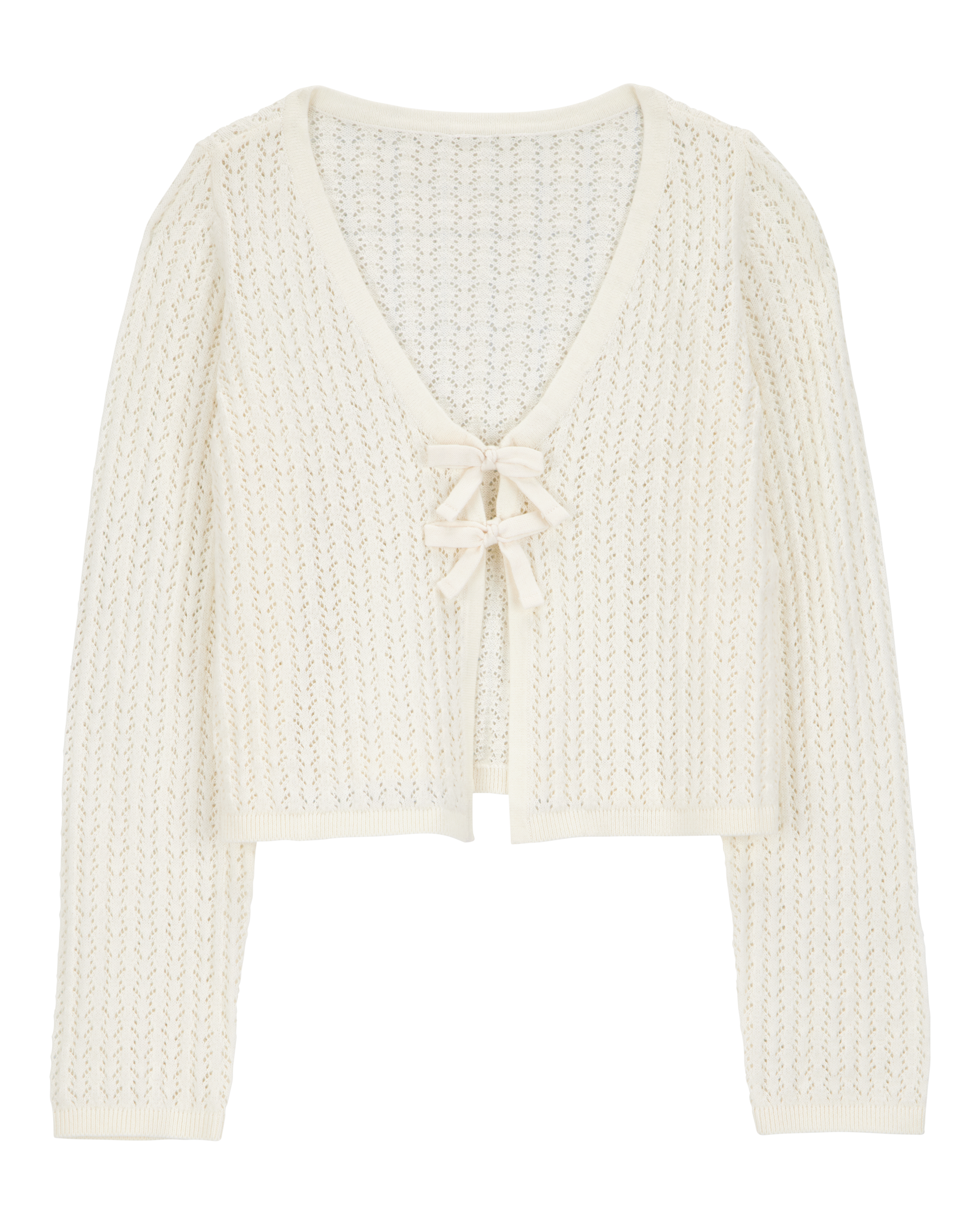 Kid Tie Cardigan Top - White