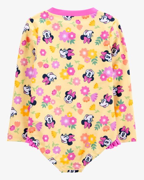  Product image 2 of Toddler Disney© Minnie Mouse 1-Piece Rashguard Swimsuit - Yellow/Pink