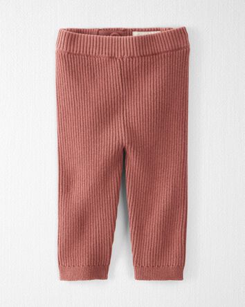 Baby Organic Cotton Ribbed Sweater Knit Pants in Rose
