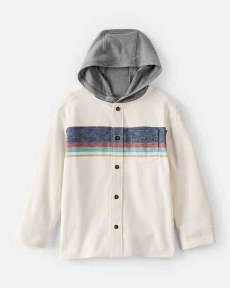 Boys Hooded Button-Down Shirt