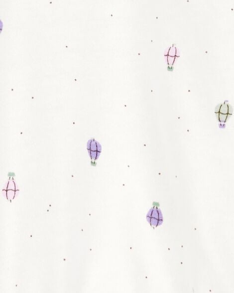 Product image 4 of Baby Girl 3-Piece Hot Air Balloon Print Little Cardigan Set - White/Purple