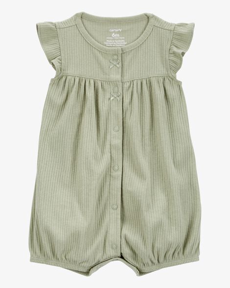  Product image 1 of Baby Cotton Rib Short-Sleeve Romper - Green
