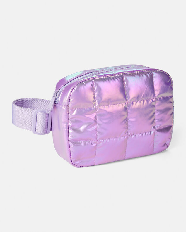 Product image 1 of Girls Quilted Shiny Sling Bag - Purple