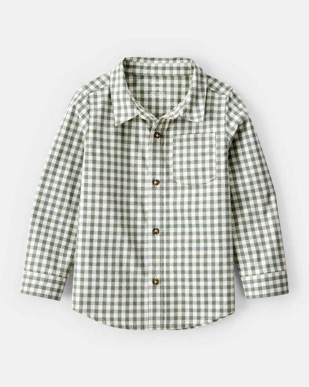 Product image 1 of Toddler Boy Long-Sleeve Plaid Button Down Shirt - Green