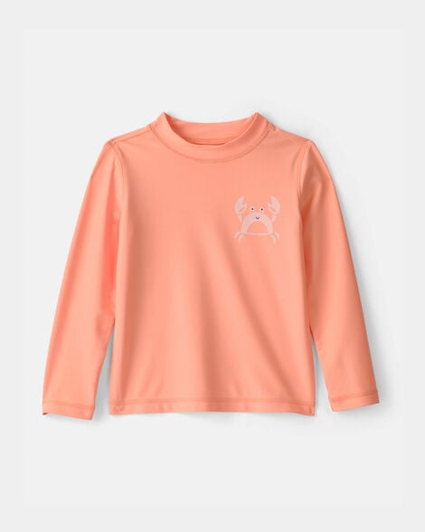 toddler boy crab long-sleeve rashguard - orange