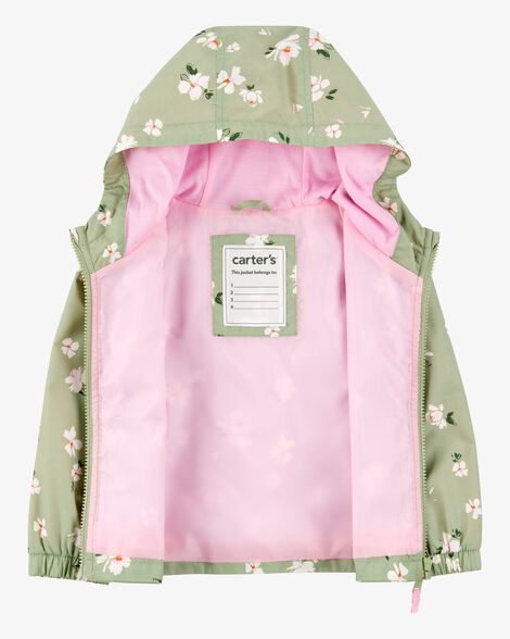  Product image 2 of Toddler Floral Print Windbreaker Jacket - Olive