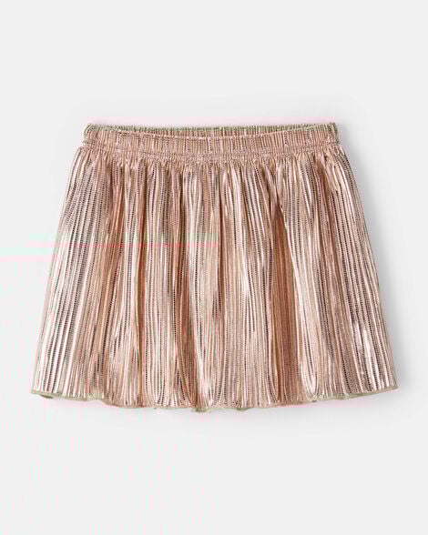 Toddler Girl Metallic Pleated Skirt - Gold