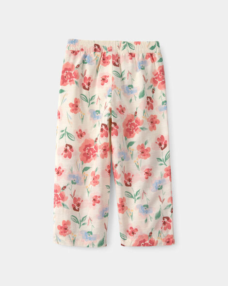 toddler girl floral pants - cream