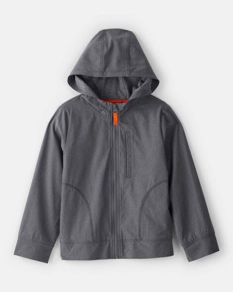 boys active hooded zip-up jacket - grey