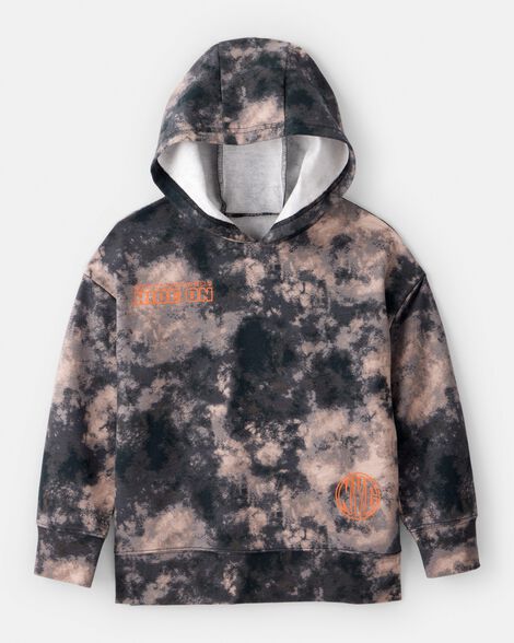 Boys Space Tie Dye Fleece Hoodie - Black