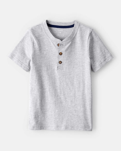 toddler boy short-sleeve henley tee - grey