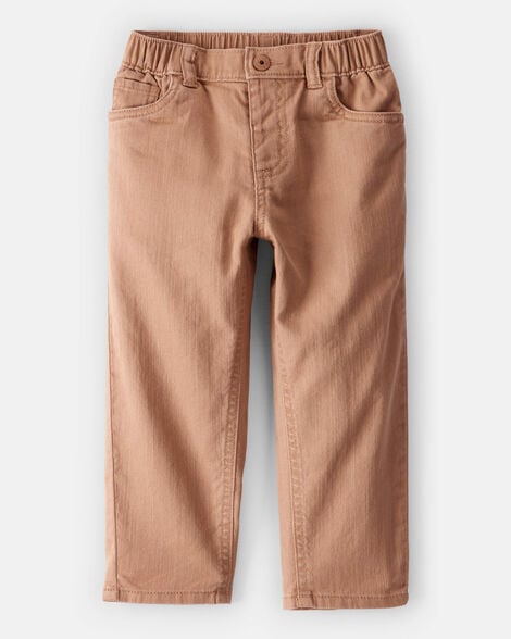 Toddler Boy  Tapered 100% Cotton Twill Pants - Tan