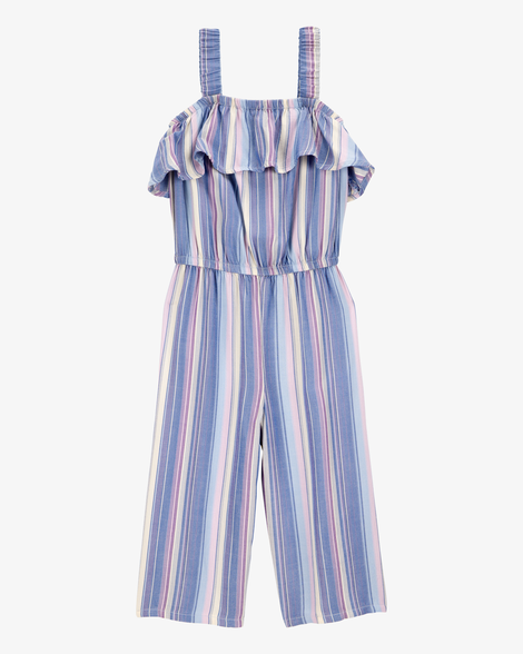 Toddler Multi Striped Flutter Jumpsuit