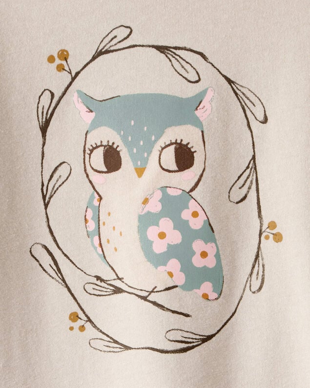Product image 2 of Toddler Girl Owl Long-Sleeve Graphic Tee - Tan