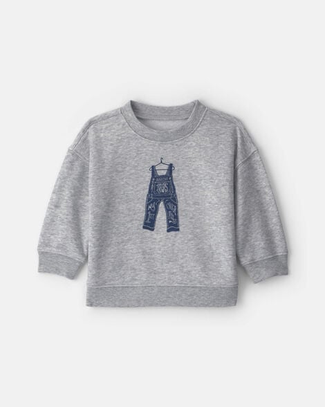 Baby Boy Overall French Terry Sweater - Grey