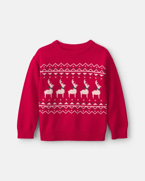 boys reindeer fair isle sweater - red