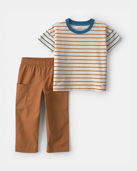 toddler boy 2-piece striped short-sleeve top & pant set