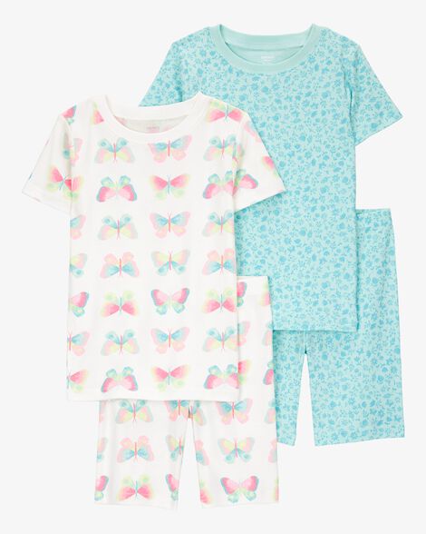  Product image 1 of Kid Butterfly Print Snug Fit Cotton 4-Piece Pajamas