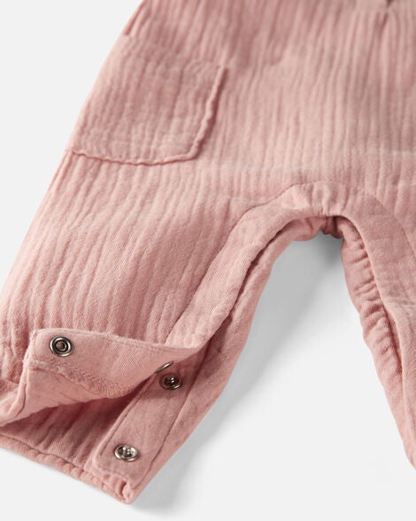  Product image 3 of Baby Organic Cotton Gauze Overalls in Pink