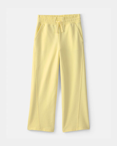 girls french terry wide-leg pants - yellow