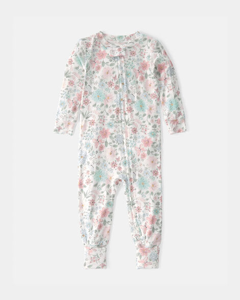 toddler girl butterfly garden purelysoft 1-piece pajama