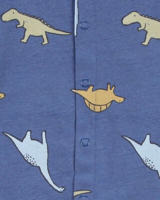 Product image 2 of Baby Dinosaur Print Jersey Short-Sleeve Romper - Blue