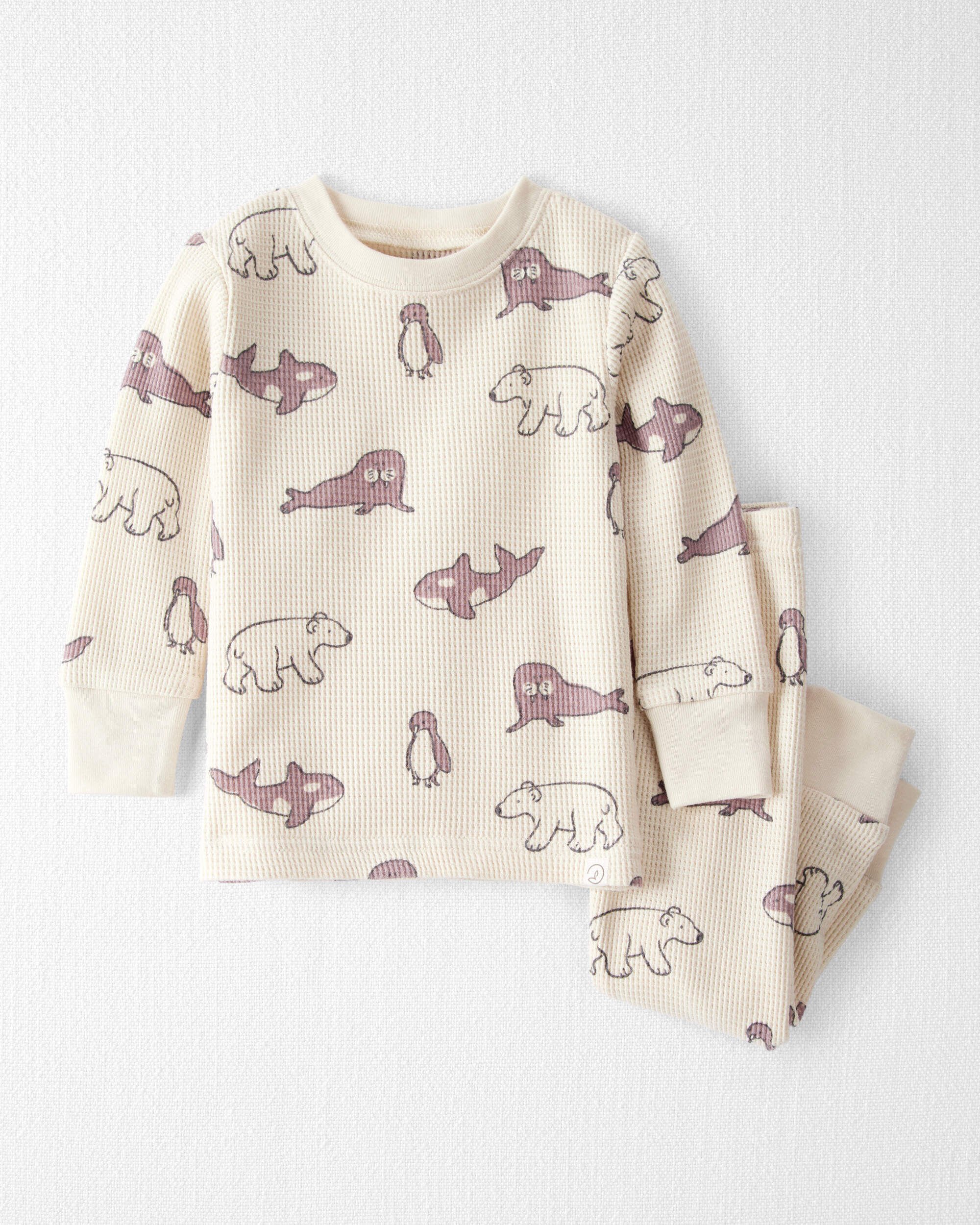 Baby Waffle Knit Pajamas Made with Organic Cotton in Artic Friends Print