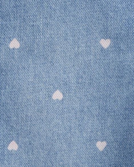  Product image 3 of Toddler Heart-Print Knit Denim Overalls - Blue