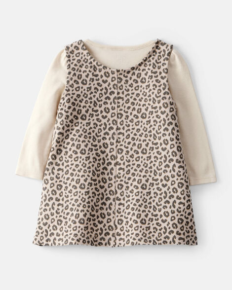 Product image 2 of Baby Girl 2-Piece Leopard Print Cotton Long-Sleeve Dress Set - Brown