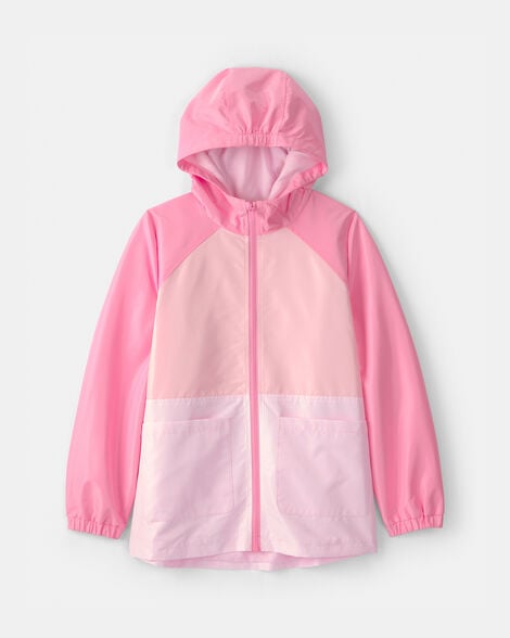 girls colorblock raincoat - pink