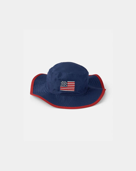 baby american flag bucket hat - navy blue
