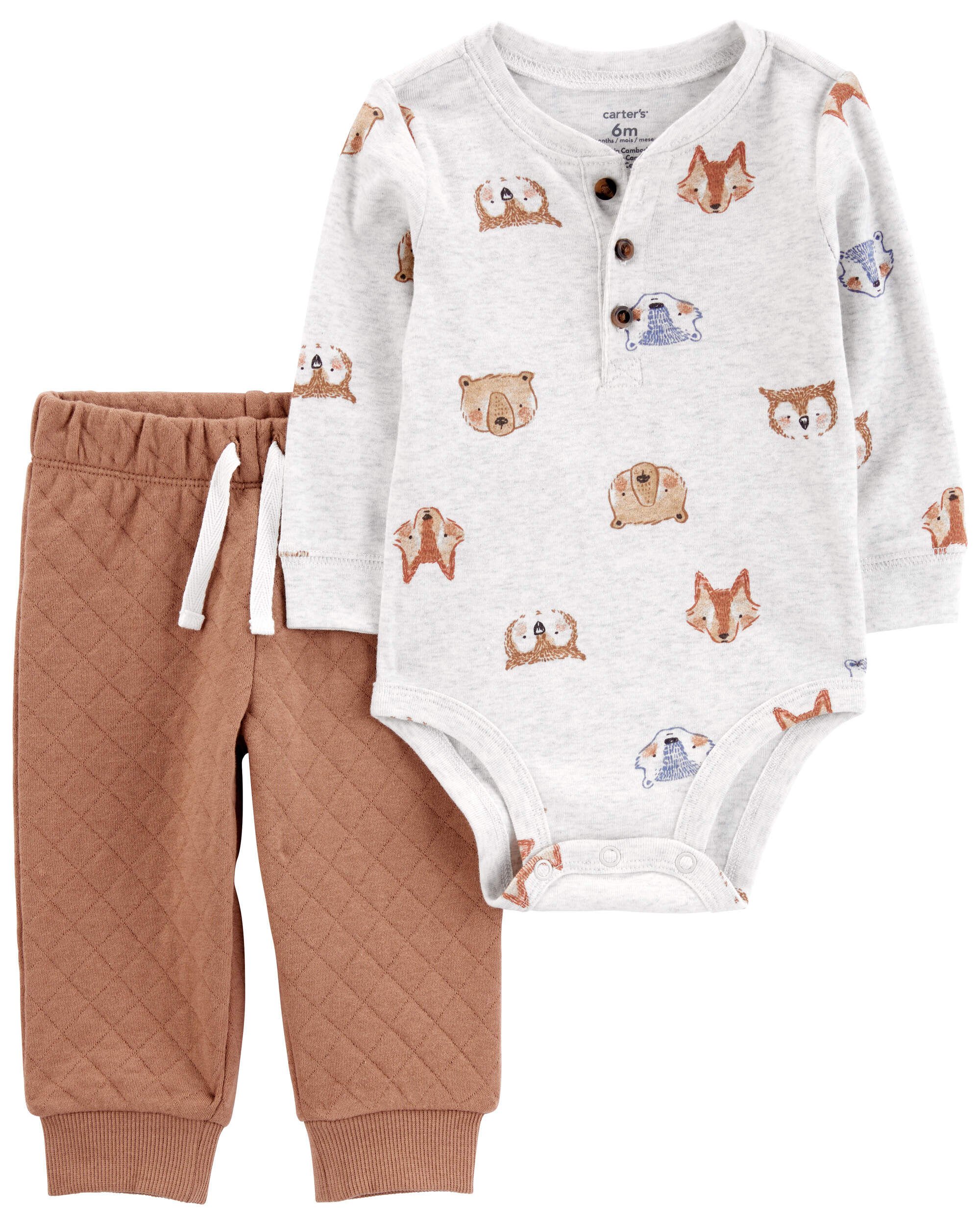 郵送買取 新品5台以上送料無料キャンペーン中！！  Bodysuit Print Animal 2-Piece Baby Pant Carter's - Set テープ・マスキングテープ
