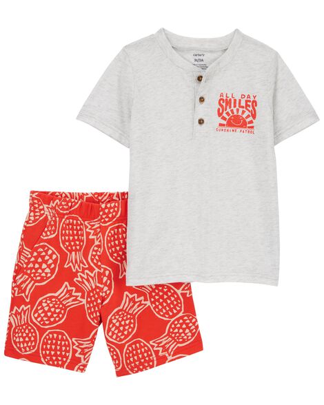 Product image 1 of Baby 2-Piece Henley Tee & Pineapple Short Set