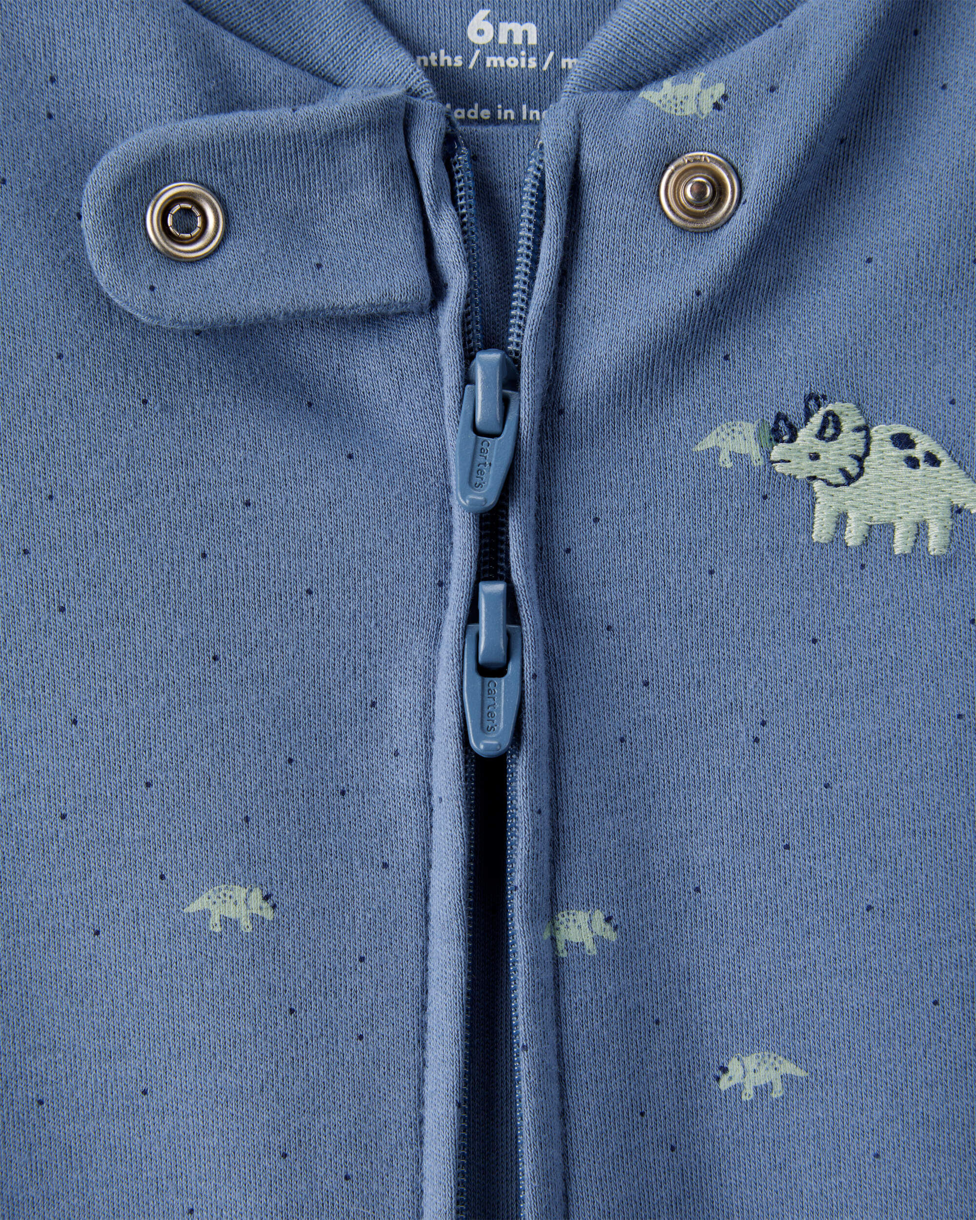 Baby Boy Dino Print 100% Cotton Long-Sleeve Sleep & Play - Navy Blue