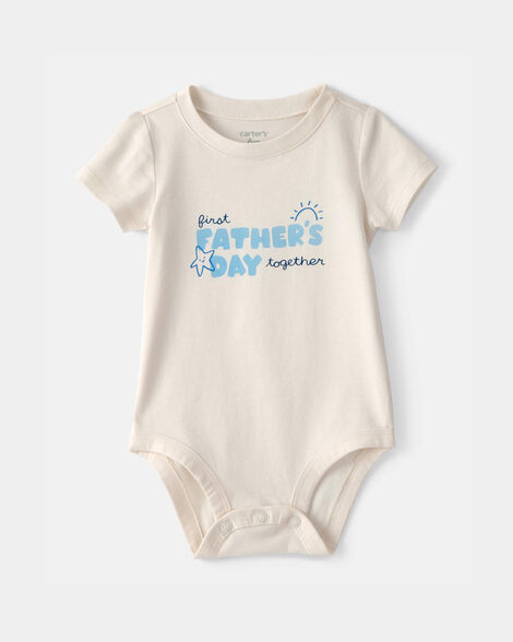 baby 'fathers day' graphic bodysuit - cream