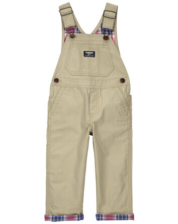 Toddler Classic Plaid-Lined Canvas Overalls