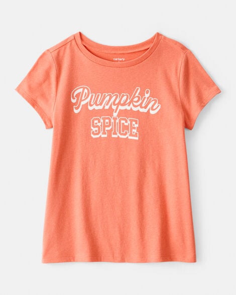 girls pumpkin spice short-sleeve graphic tee - orange