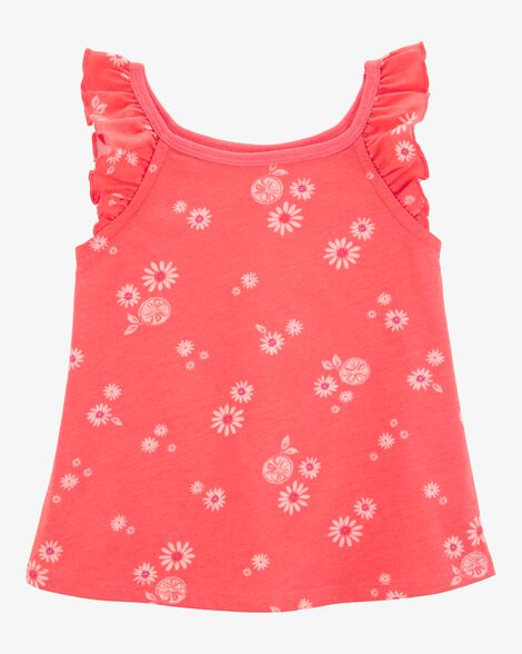 Product image 1 of Toddler Floral Flutter-Sleeve Tank - Orange
