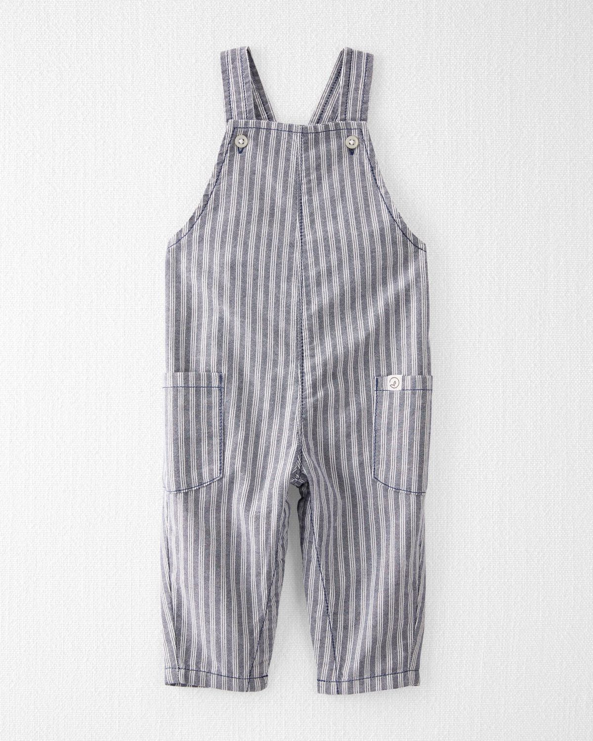 Toddler Loose Vertical Striped Black Overalls
