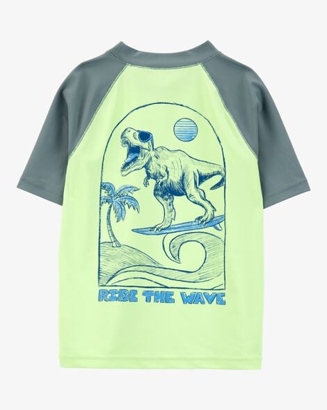 Product image 2 of Boys Dinosaur Short-Sleeve Rashguard - Lime Green