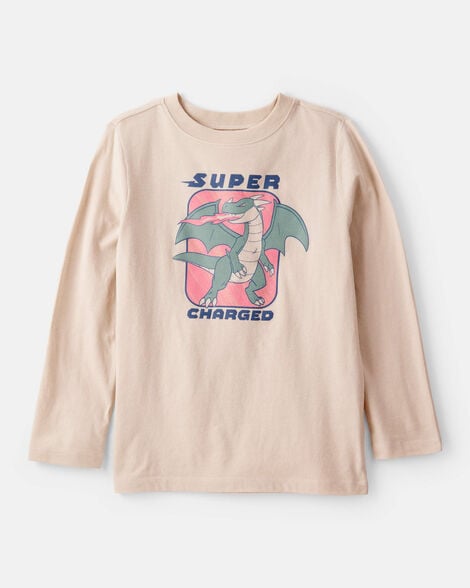 boys super charged long-sleeve graphic tee - tan