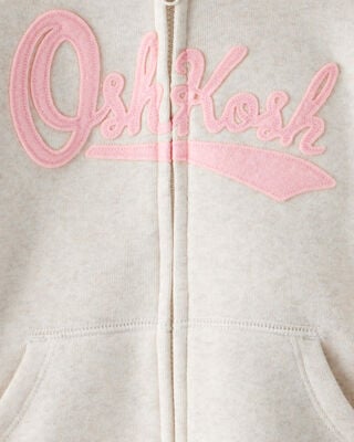 Product image 2 of Toddler OshKosh Fleece Logo Zip Jacket - Oatmeal
