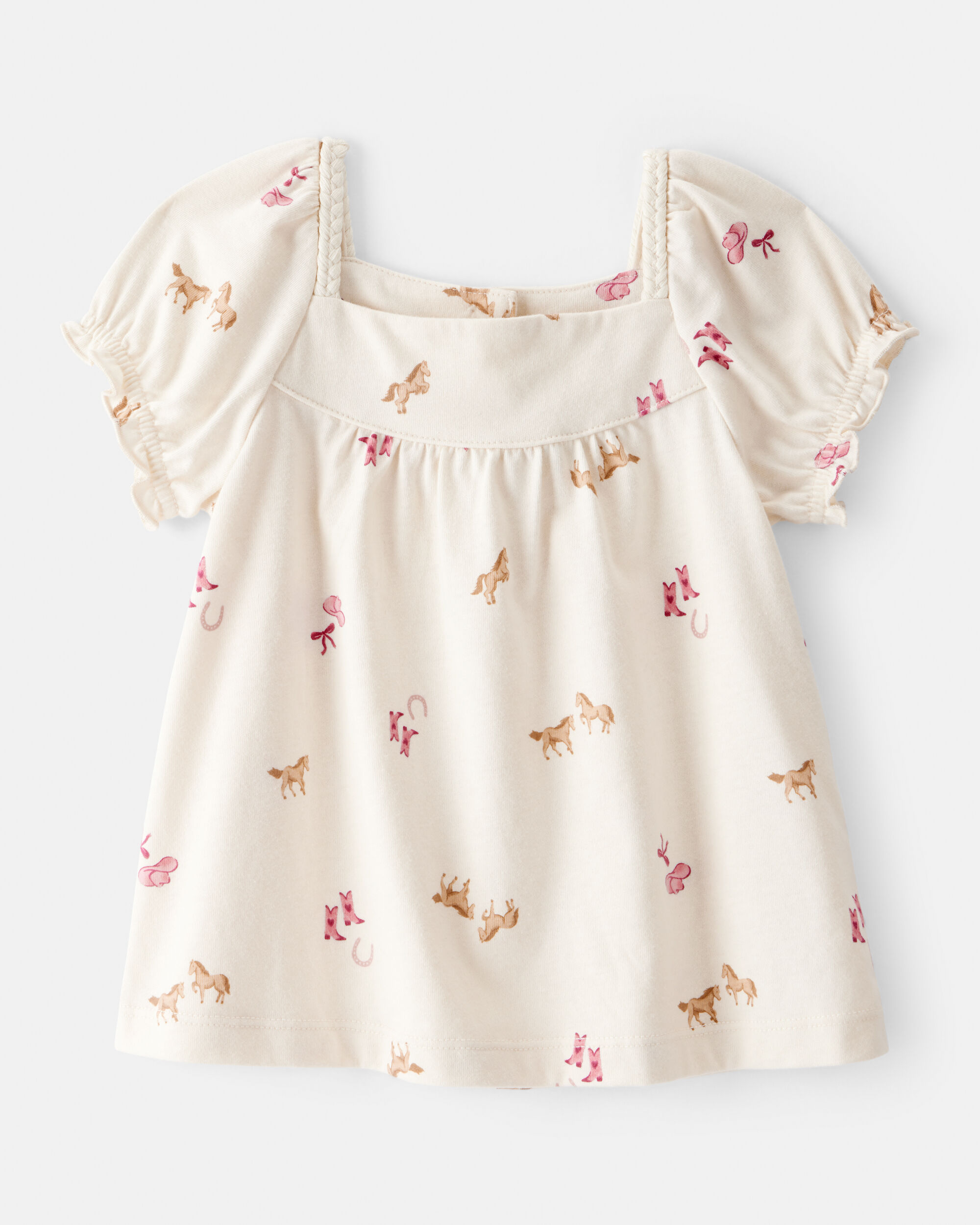 Toddler Girl Cowgirl Print Short-Sleeve Top - Cream