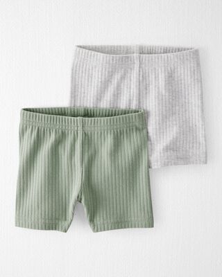 Product image 1 of Baby 2-Pack Organic Cotton Ribbed Pedal Shorts