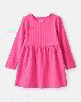 Toddler Girl Heart Print Long-Sleeve Dress - Purple