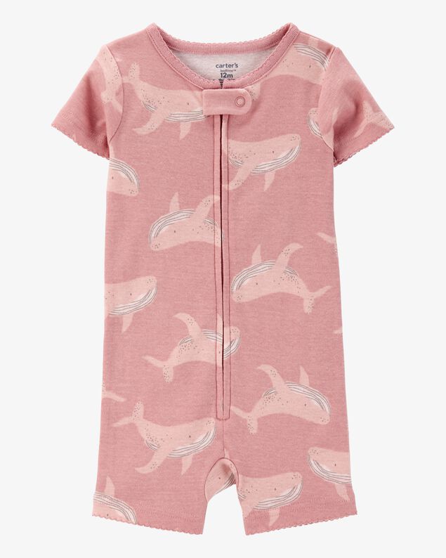 Product image 1 of Baby Whale Print Snug Fit Cotton 1-Piece Pajamas - Pink