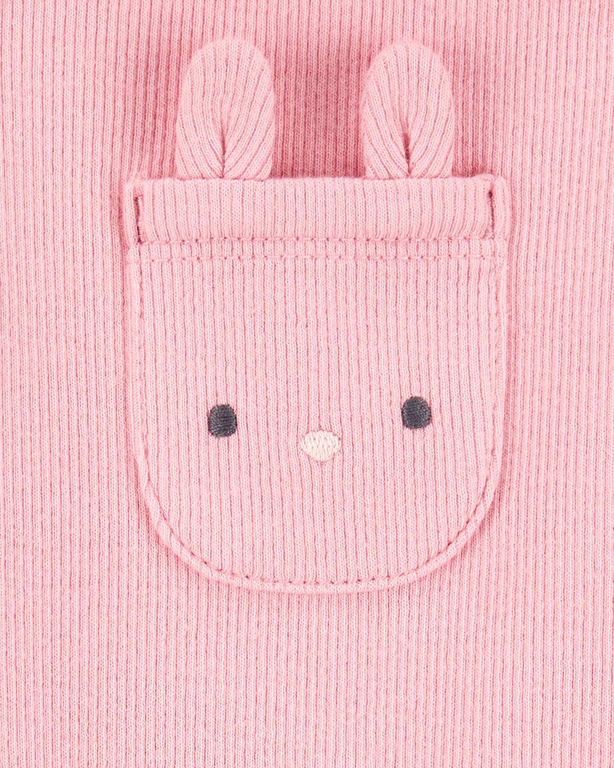 Baby 2-Piece Floral Bunny Long-Sleeve Tee & Coverall Set - Pink