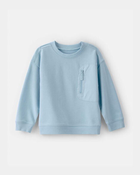 toddler boy french terry zipper pullover sweatshirt - blue