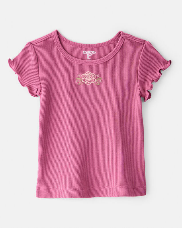 Product image 1 of Baby Girl Flower Cotton Short-Sleeve Top - Pink