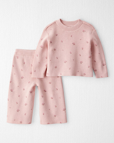 Product image 1 of Baby Girl 2-Piece Organic Cotton Sweater Knit Set in Blush Petals Print
